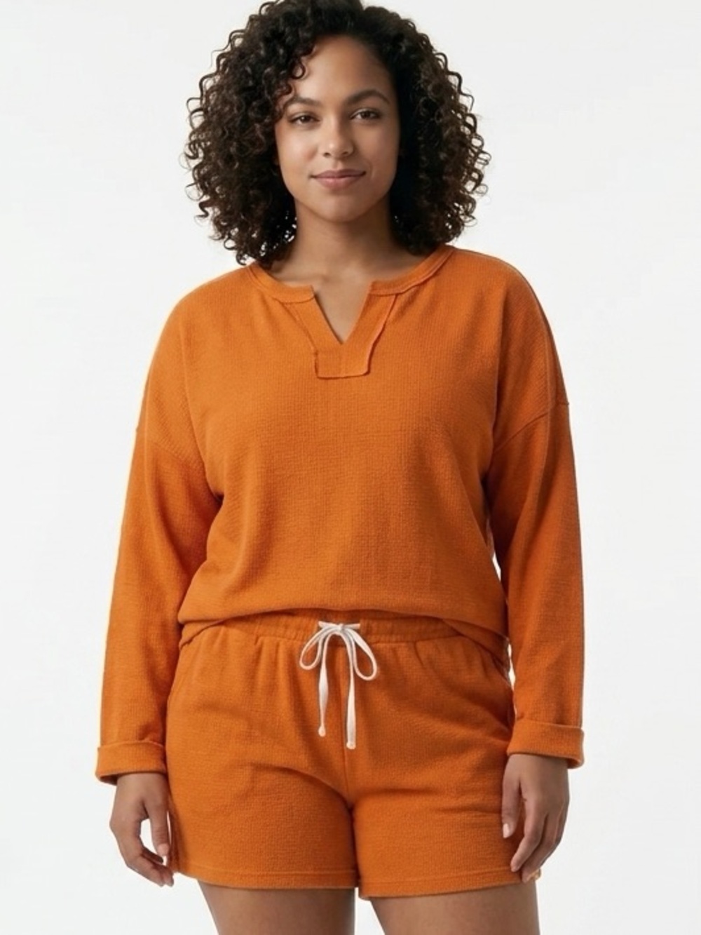 MEROKEETY | Orange Top & Shorts Set Women’s Size XX-Large